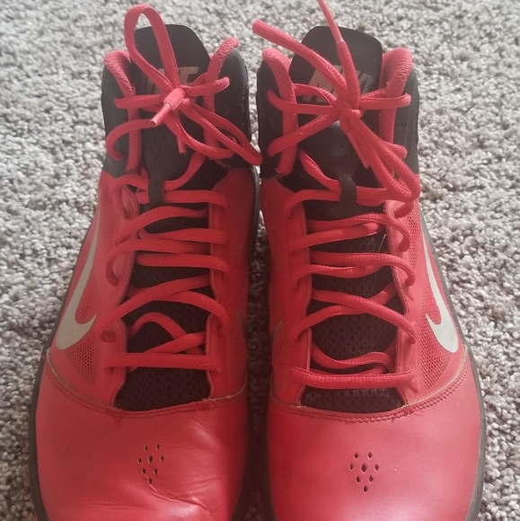 white nike red swoosh high tops